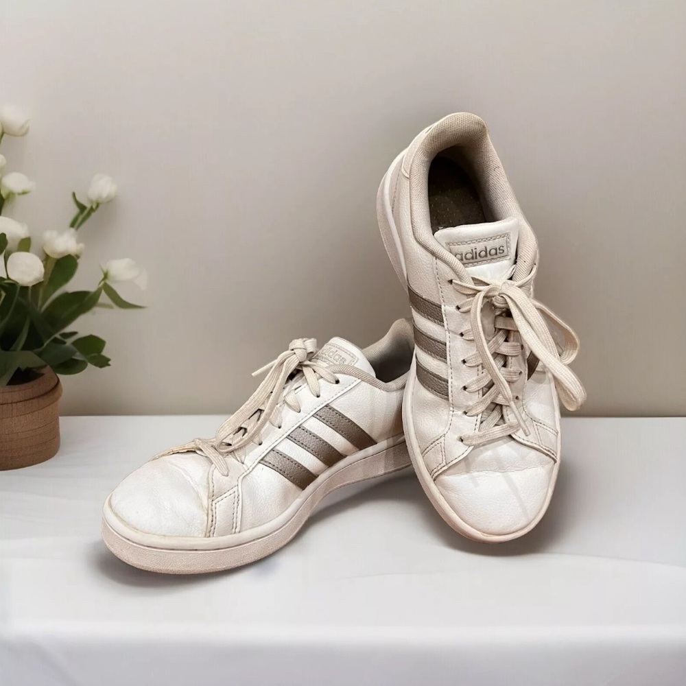 Adidas Grand Court Base Shoes Three Stripe Womens 8